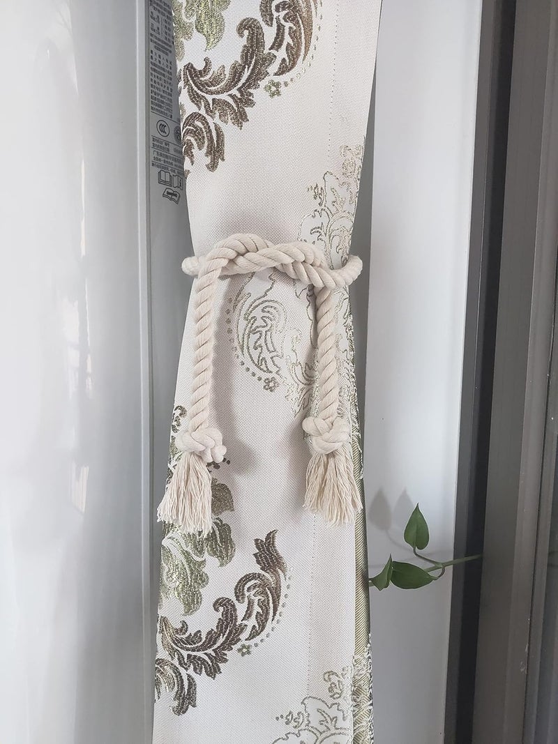 Yteseery 6 Pack Curtain Tiebacks, Outdoor Curtain Ties, Natural Cotton Curtain Holders, Village Rural Rustic Curtain Holdbacks, Farmhouse Boho Rope Curtain Tie Back for Drapery Patio, Beige - Image 2
